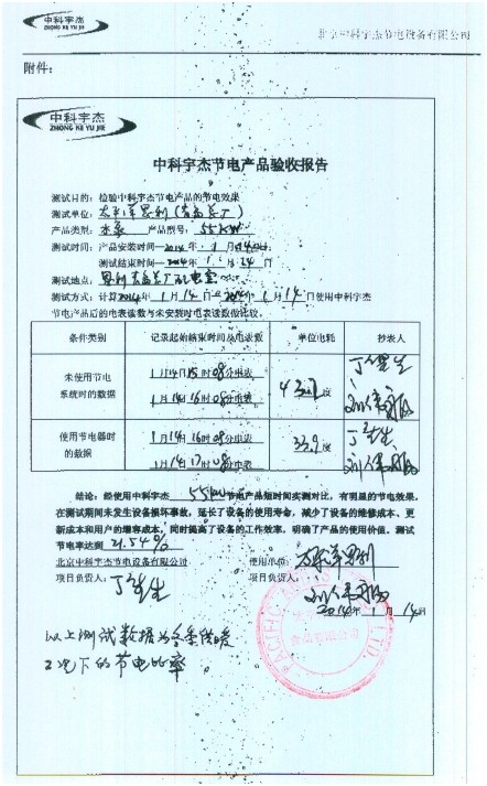 中科宇杰節(jié)電產(chǎn)品驗收報告 中科宇杰節(jié)電產(chǎn)品驗收報告